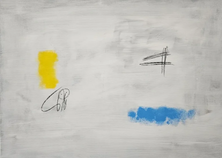 Alice im Wunderland Abstraktes Acrylgemälde von Günter Huber, Zone7Art, 60x80cm, bunte Farbmischung, Kößlarn