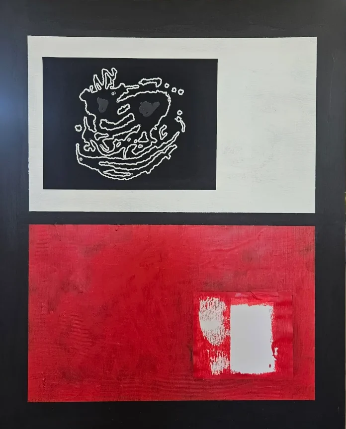 Mirror „Mixed-Media-Kunstwerk, Zone7Art, 75x100cm, Acryl und Collage auf Leinwand, Kößlarn“ Günter Huber - Zone7Art